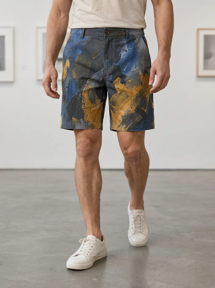 Men's Abstract Art Brushstroke Tailored Shorts