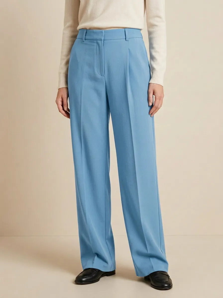 Polished High Rise Wide Leg Trousers