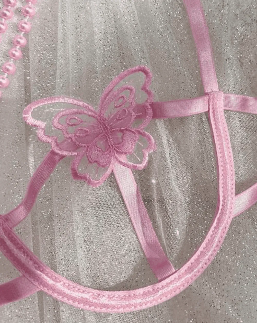Delicate Butterfly Embroidered Lingerie Set