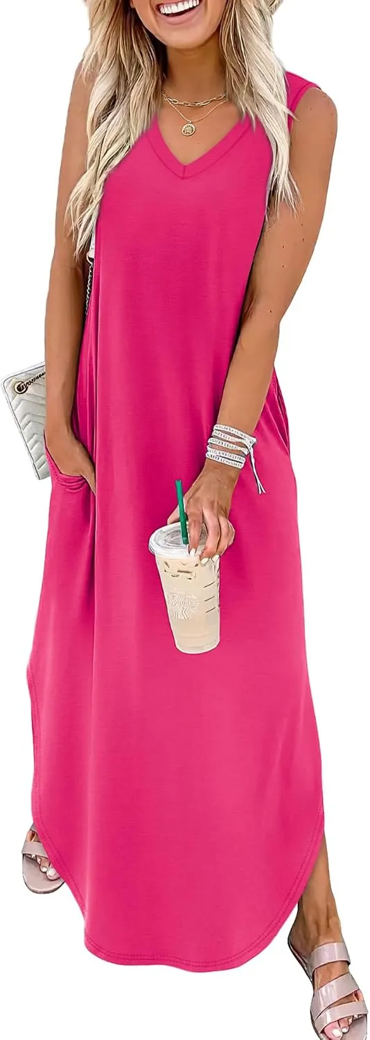 Sampeel Summer Dresses Maxi Dress Vacation Beach Sundresses 2025 with Pockets
