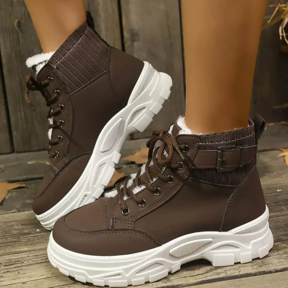 Plush Lining Lace-Up Boots