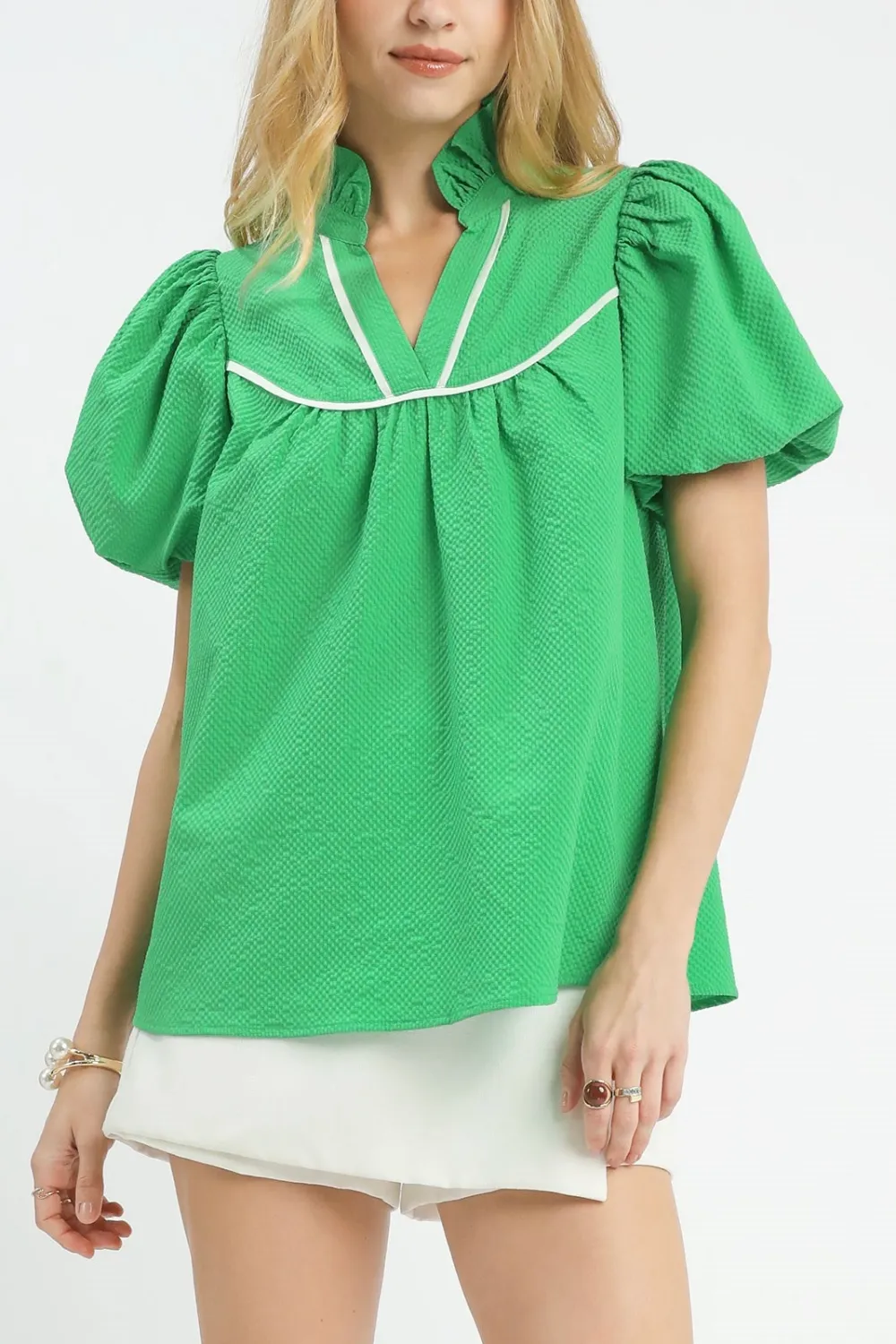 Textured Puff Sleeve Blouse