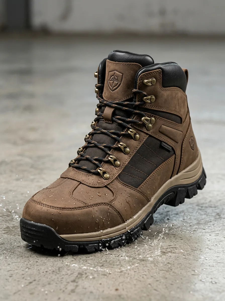 Men's Waterproof Tactical Shield Brown Printed Work Boots