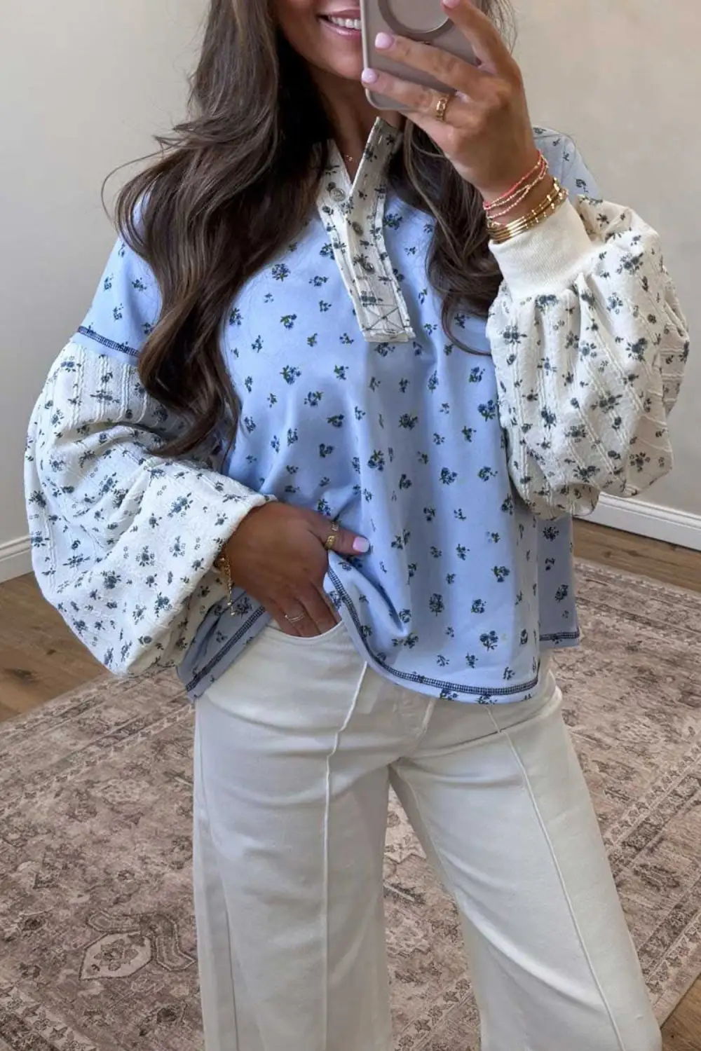 Floral Print Relaxed Long Sleeve Top