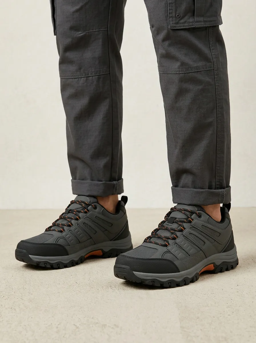 Men's Everyday Outdoor Hiking Topographic Pattern Printed Trekking Shoes