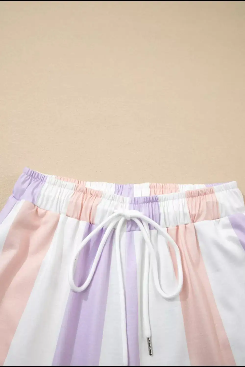 Stripe Multicolored Print Drawstring Loose Pants With Side Pocket