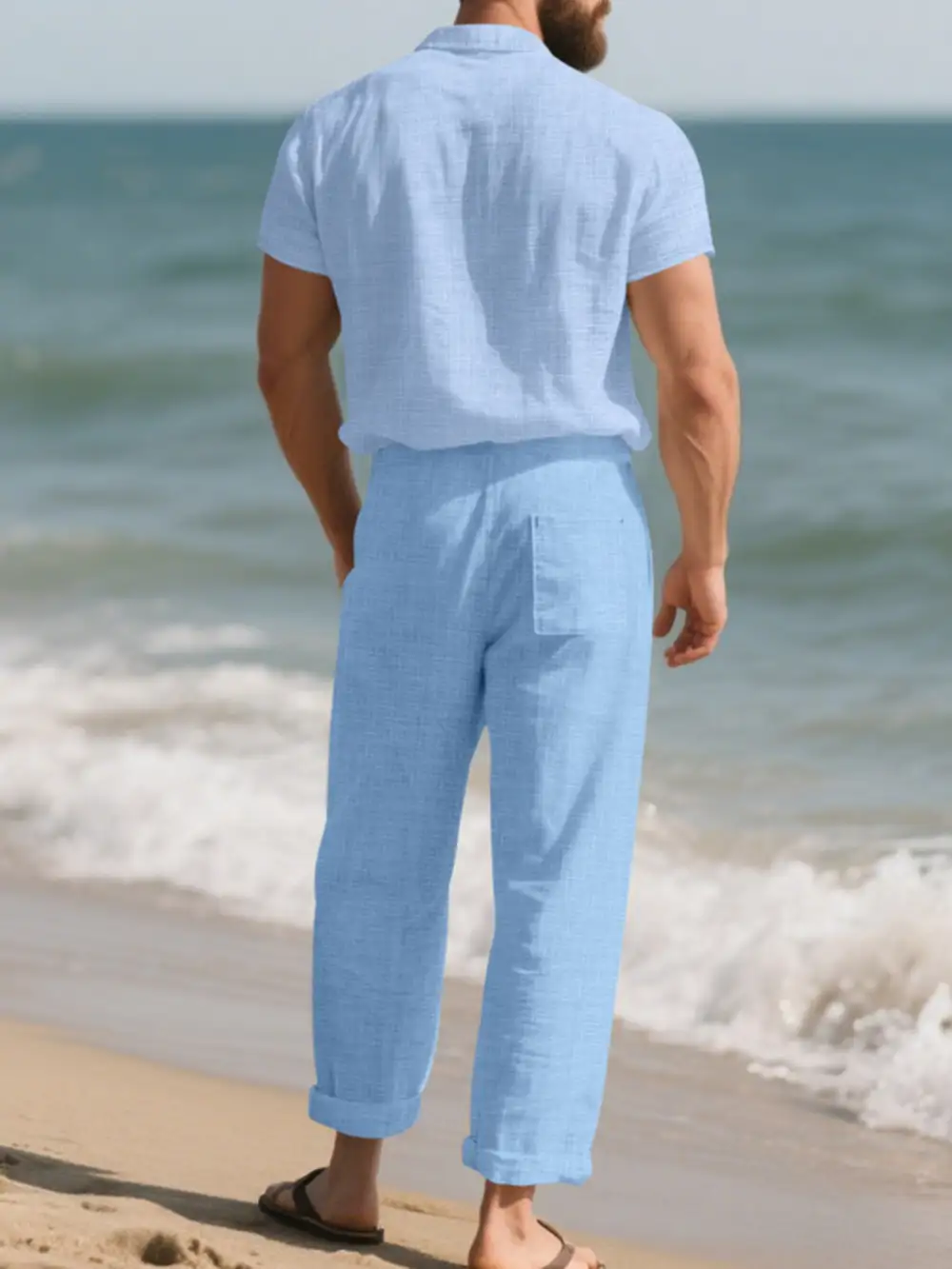 Men's Full Size Casual Button Up Shirt and Pants
