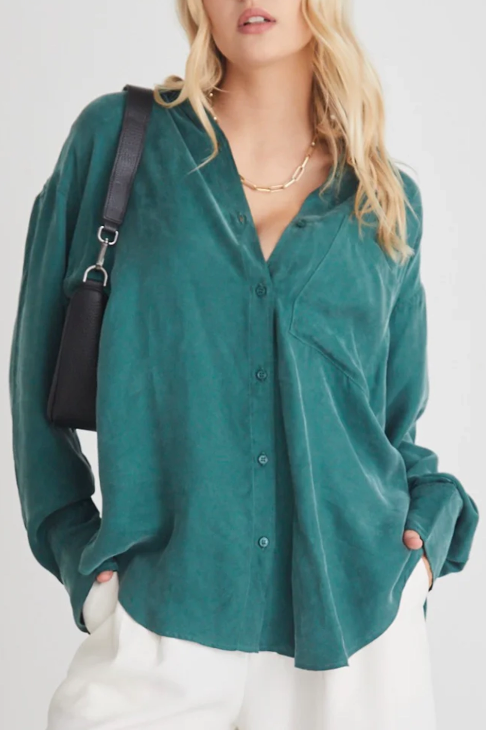Forest Cupro Oversized Long - Sleeve Shirt