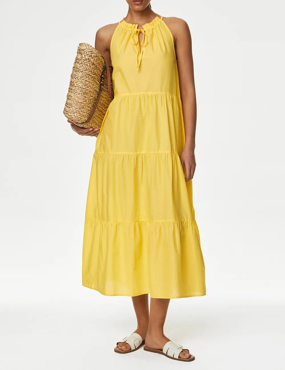 Pure Cotton High Neck Maxi Beach Dress