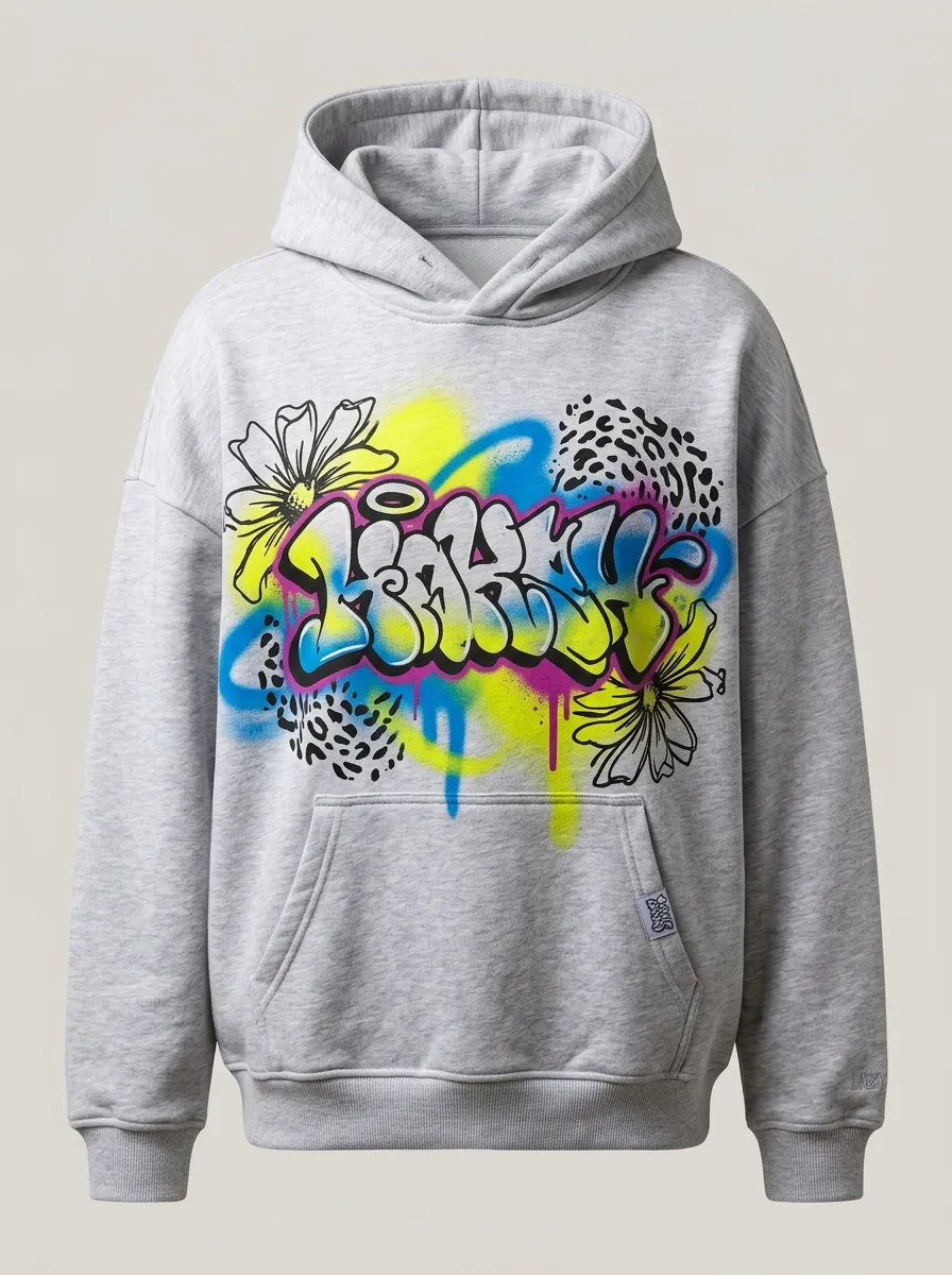 Unisex Graffiti Floral Leopard Graphic Hoodie