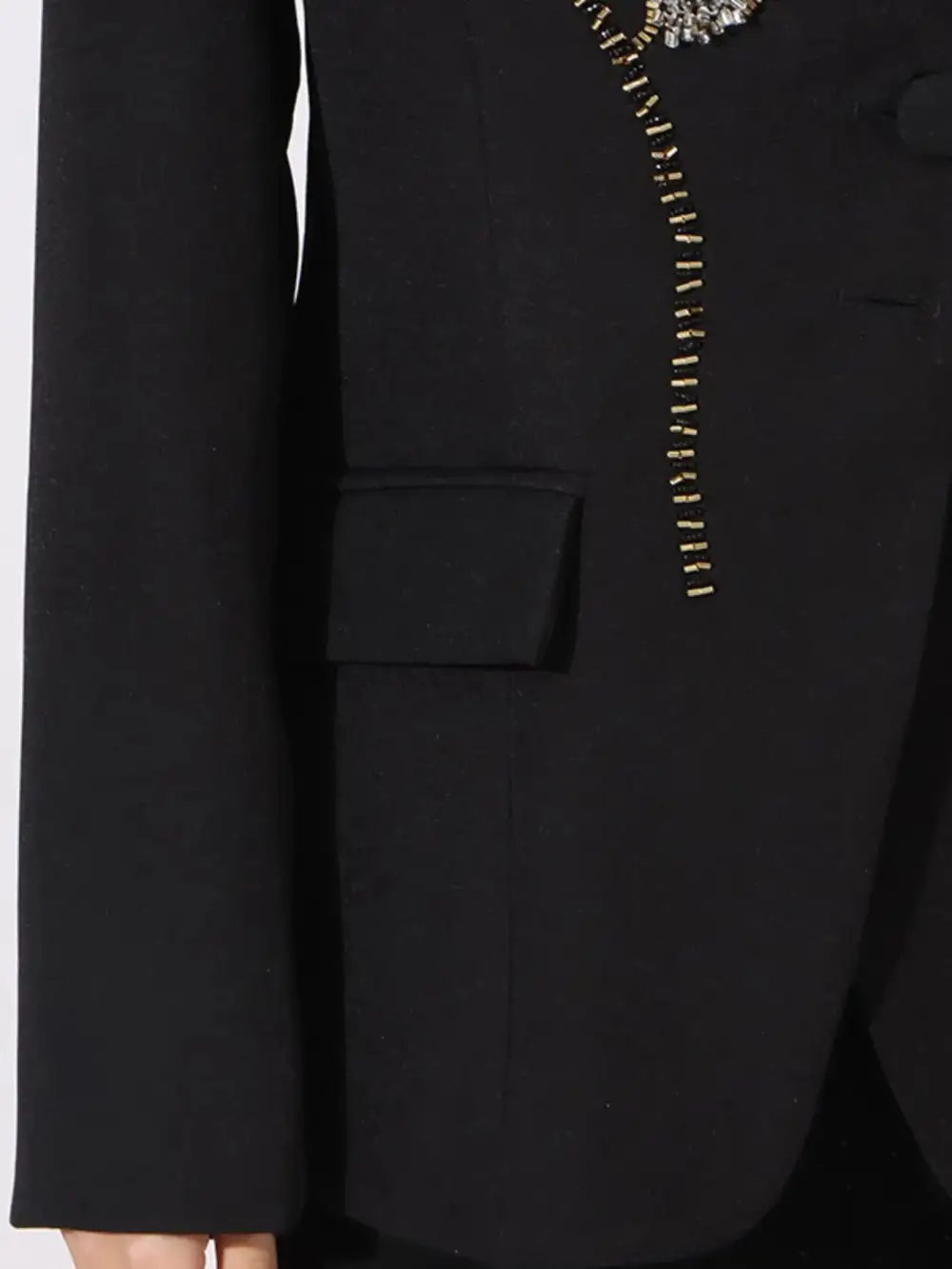 Button-Front Long-Sleeve Blazer