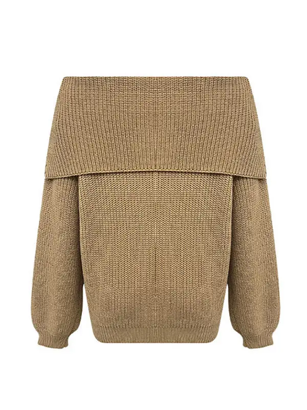 Paneled Round Neck Long Sleeve Relaxed Fit Sweater
