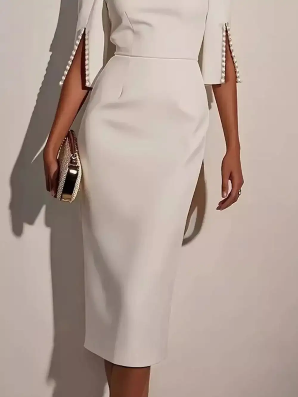 Structured Shape Slit Midi Dress