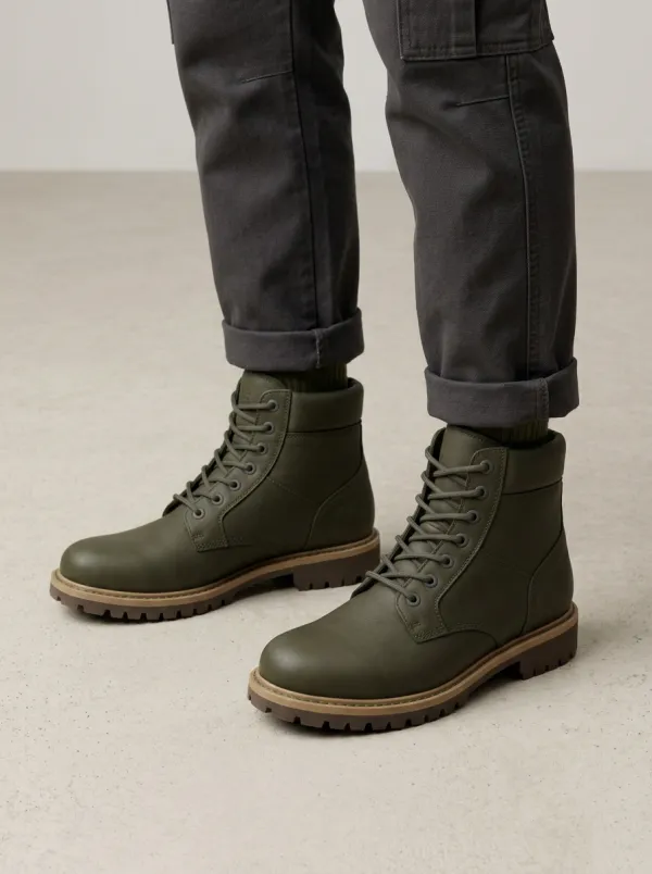 Unisex Plain Leather Work Boots