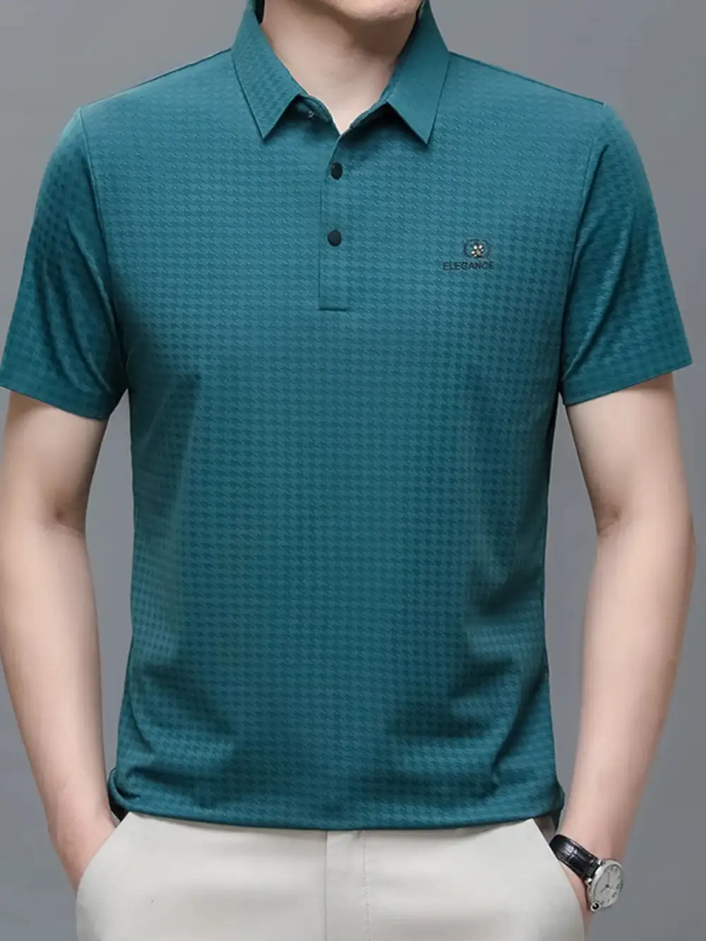 Everyday Textured Short Sleeve Collared Polo Shirt
