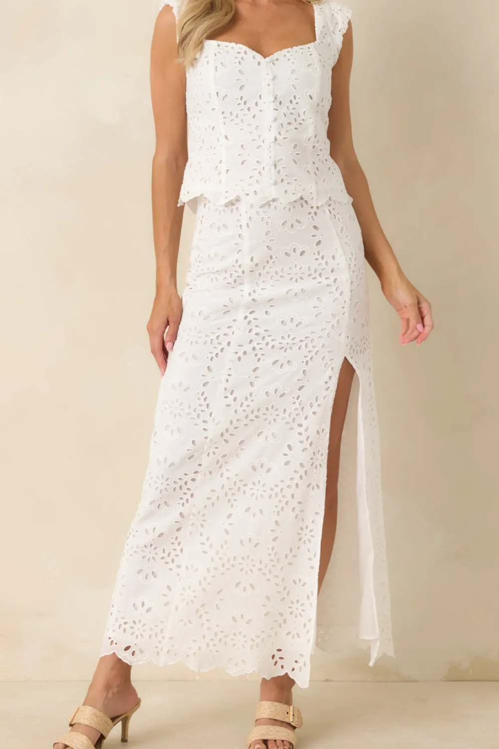 Cotton Eyelet Maxi Skirt