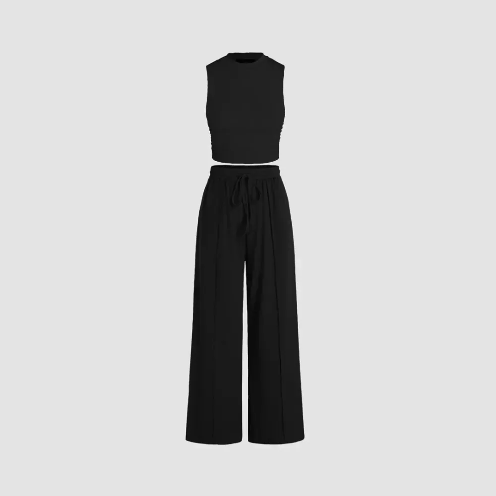 Women's Casual Tank Top & Elastic Waist Pants Set