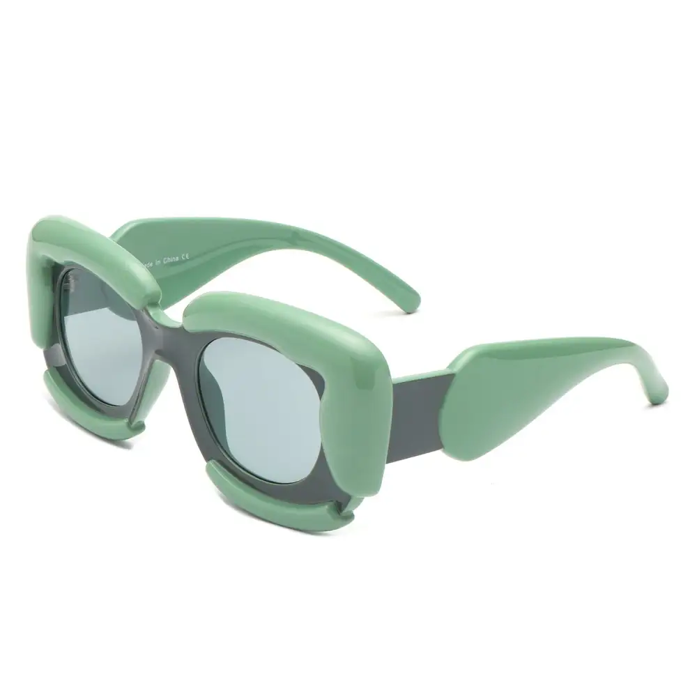 Low Profile Square Geometric Frame Sunglasses