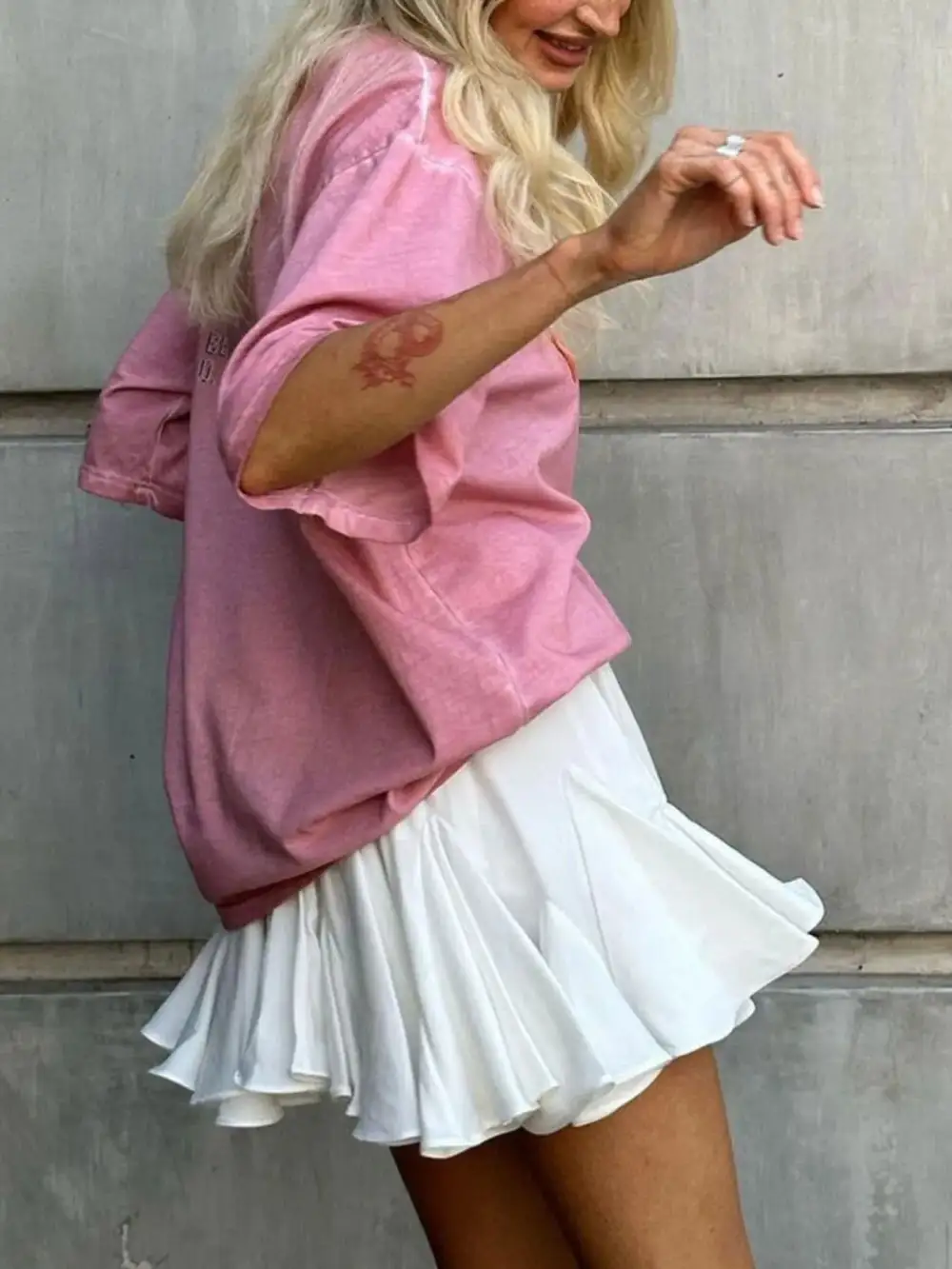 Ruffle Trim Elastic Skirt