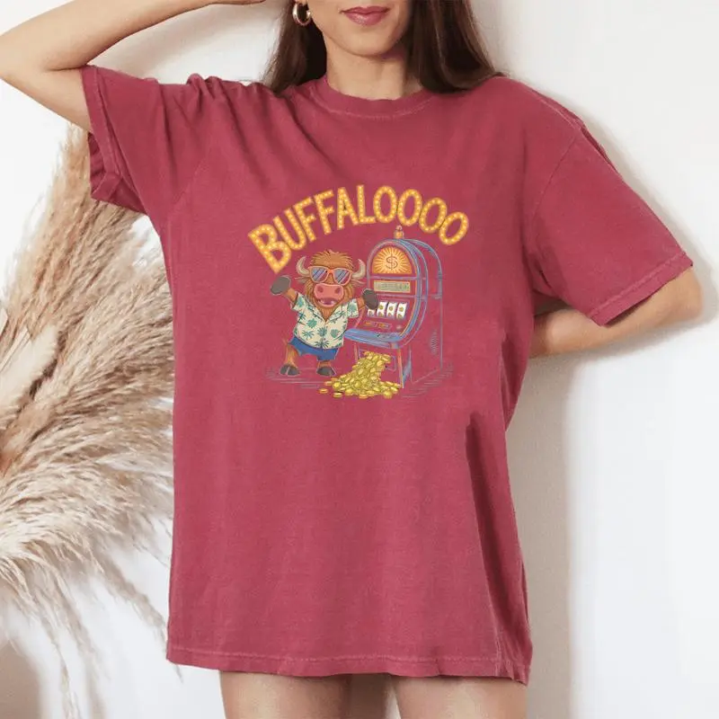 Lucky Buffalo Casino Slot Machine Gambling Gambler Women's Oversized Comfort T-Shirt