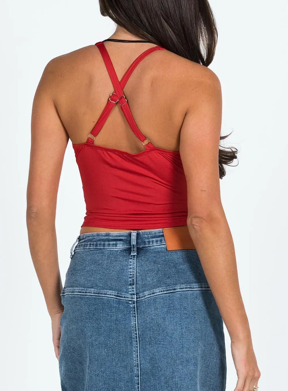 Ruched Front Red Crop Top