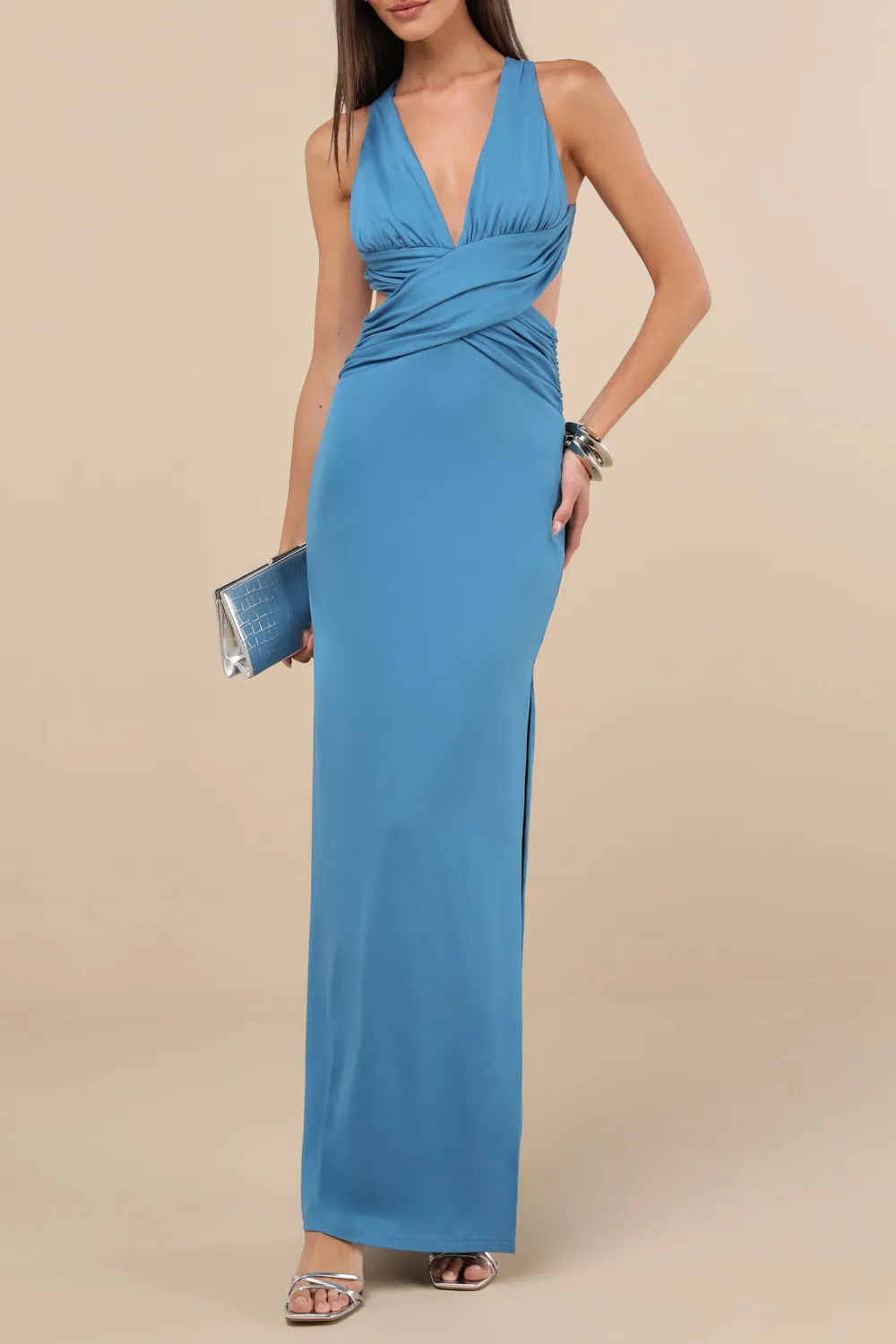 Sexy Style Backless Column Maxi Dress