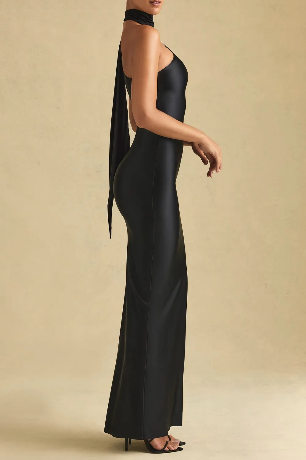 Elegant High-Shine Satin Long Dress For Women