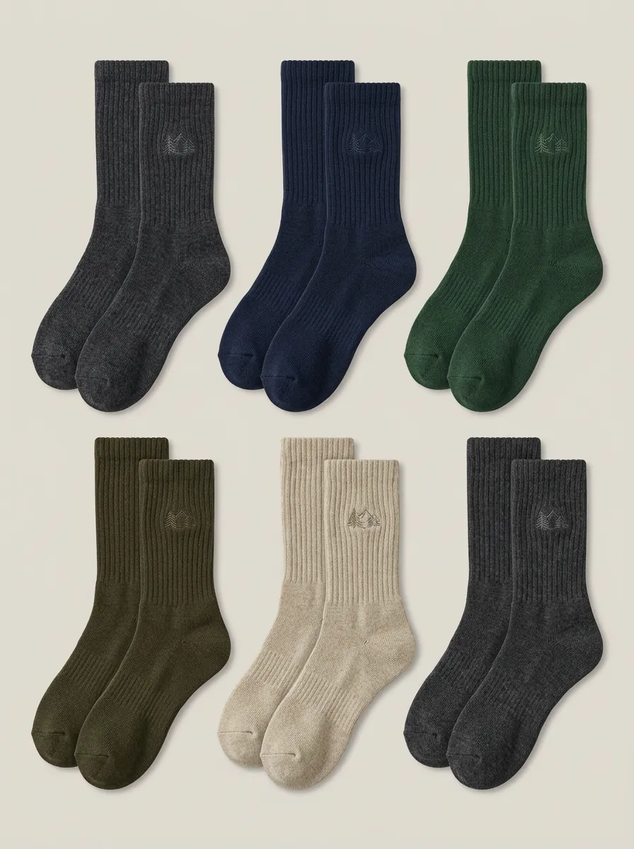 Men's Mountain Crest Embroidered Ribbed Crew Sock Set