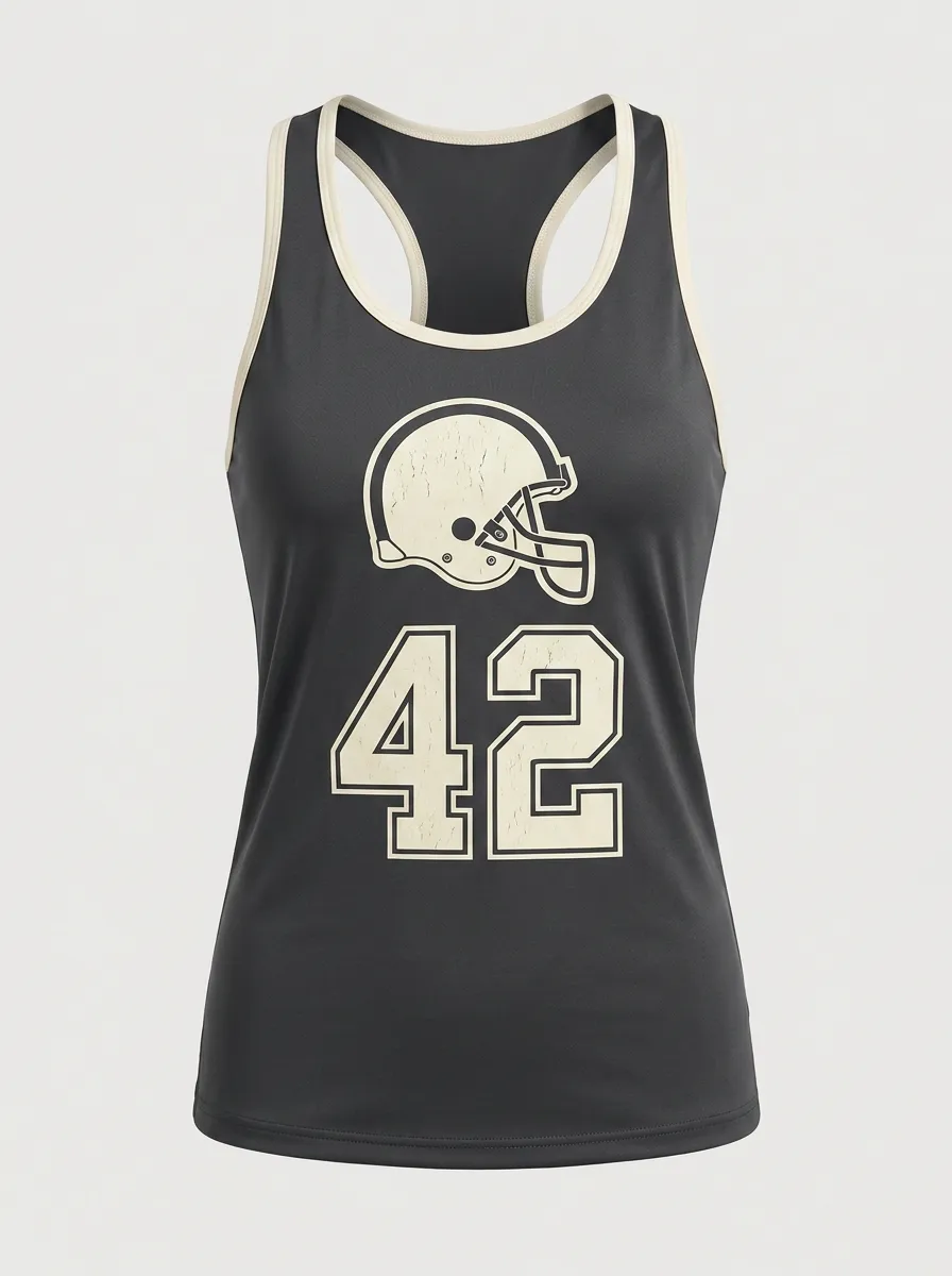 Women's Football Fan Helmet Number 42 Printed Tank Top