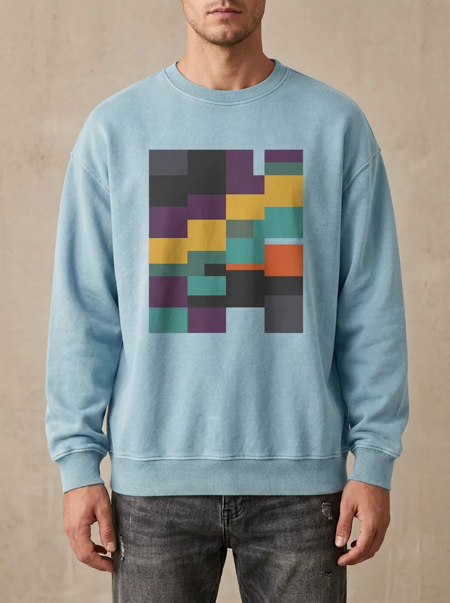 Men's Abstract Geometric Pattern Printed Sweatshirt