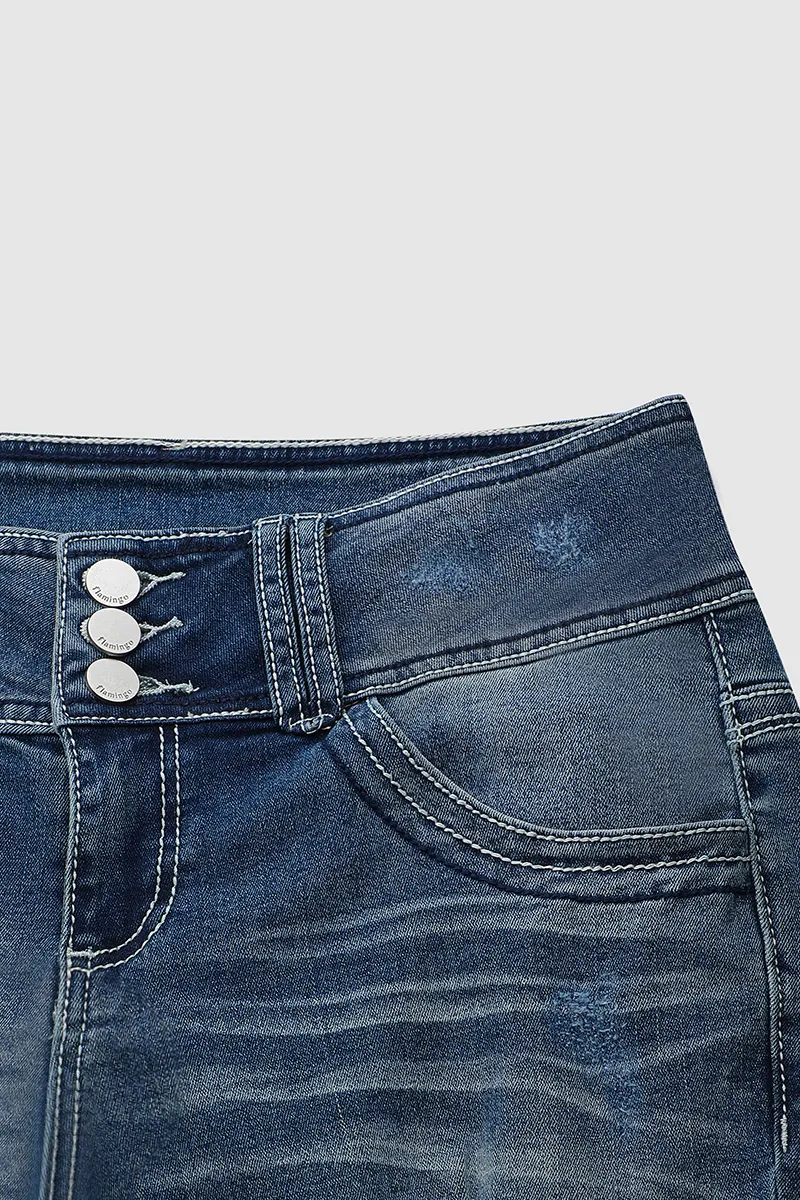 Vintage Low Waist Ripped Button Up Jeans