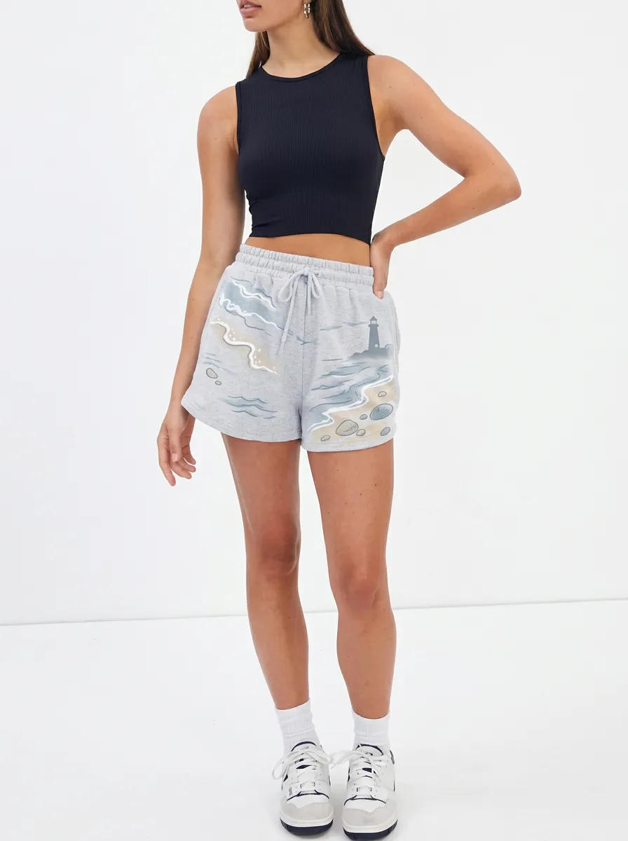 Women's Coastal Lighthouse Ocean Graphic Shorts