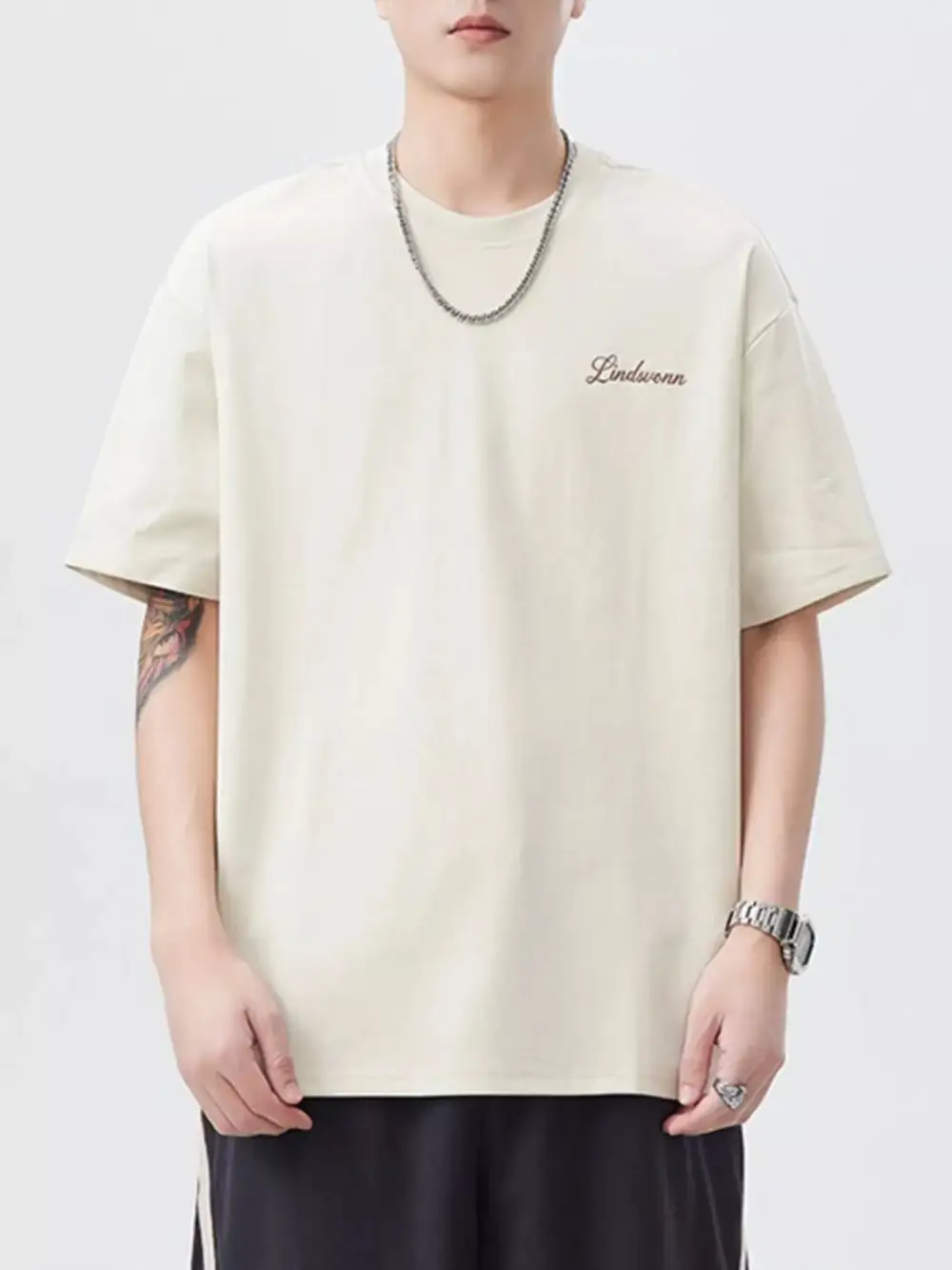 Cotton-Polyester-Blend Round-Neck Short-Sleeve T-Shirt