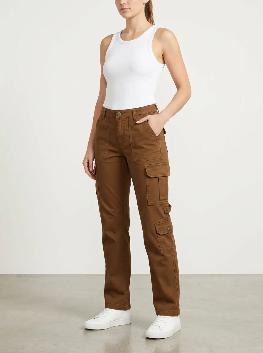 Women's Multi-Pocket Utility Travel Casual Straight Pants