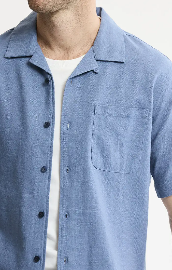 Linen Blend Short Sleeve Camp Shirt