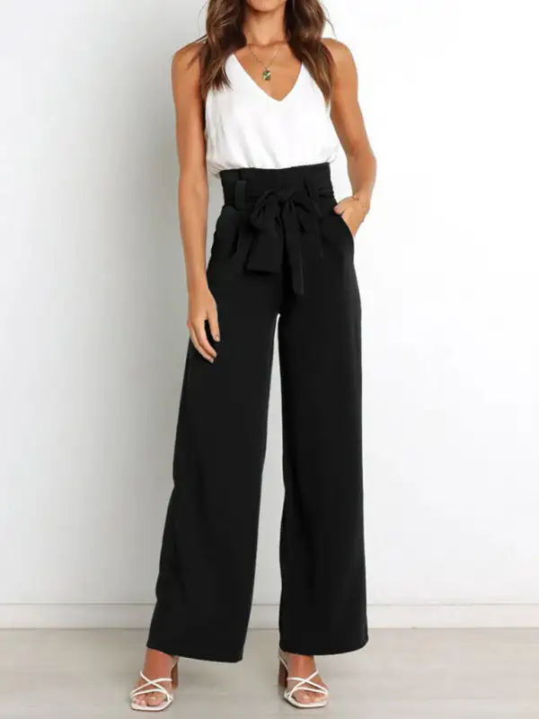 Trousers Versatile Wide Leg Belt