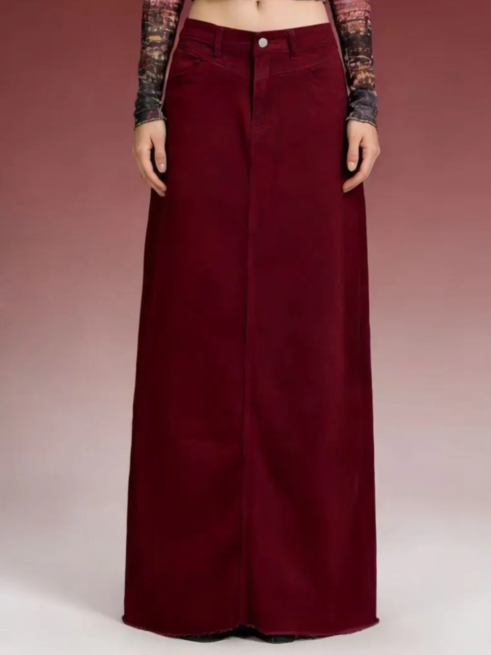 Raw Hem Maxi Skirt