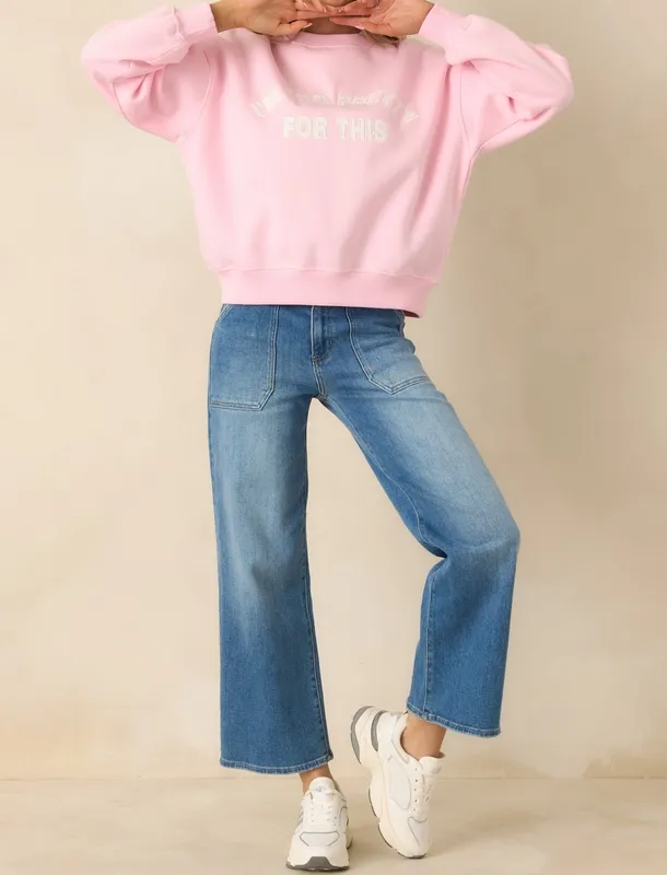 Pink Graphic Crewneck Sweatshirt