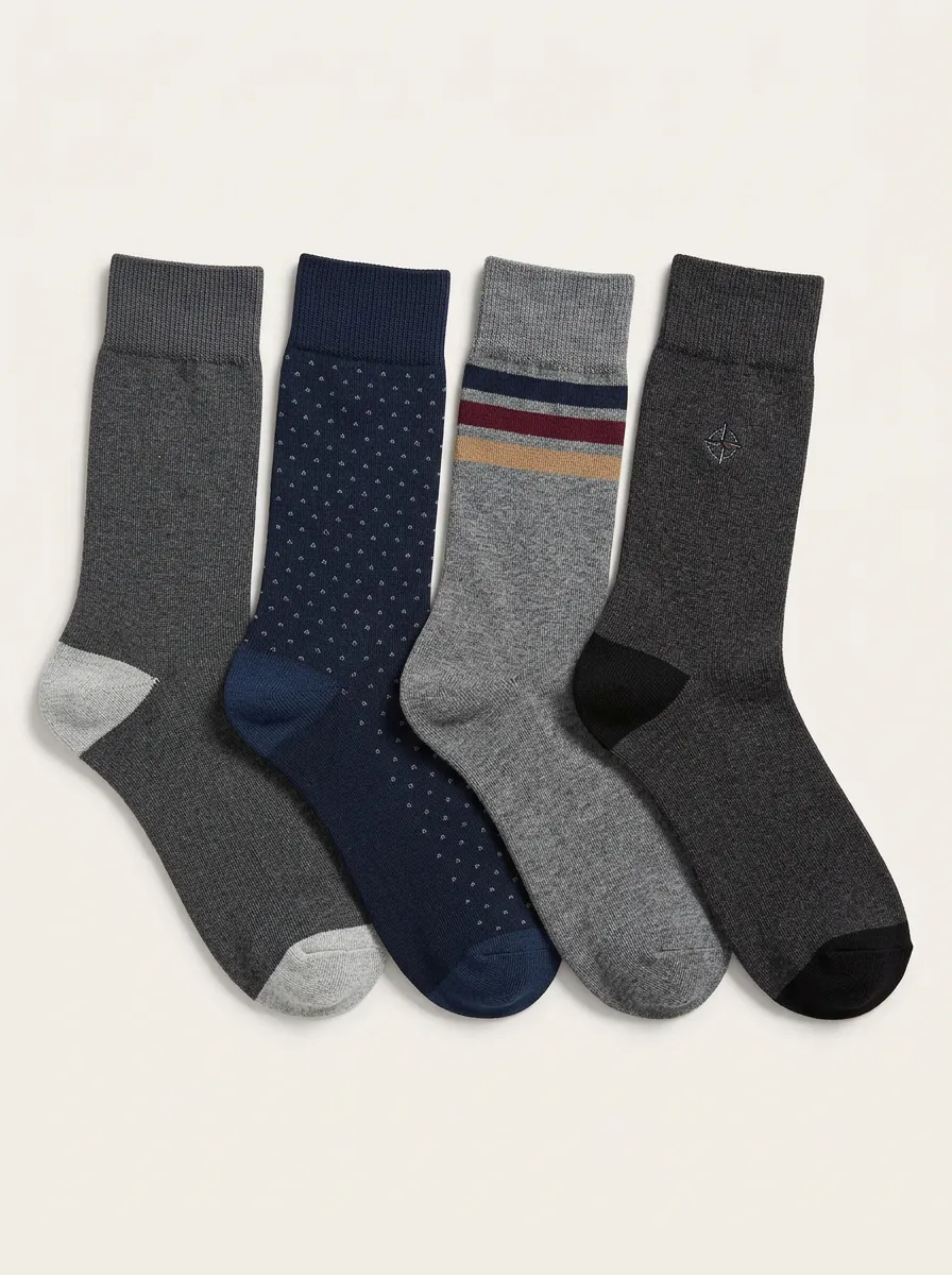 Comfort Striped Printed Design Men's Four Pair Socks