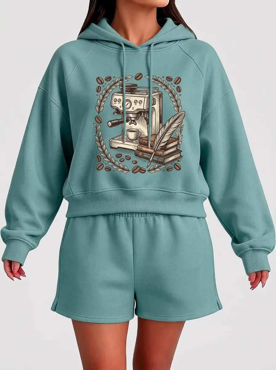 Women's Coffee Literature Books Graphic Hoodie