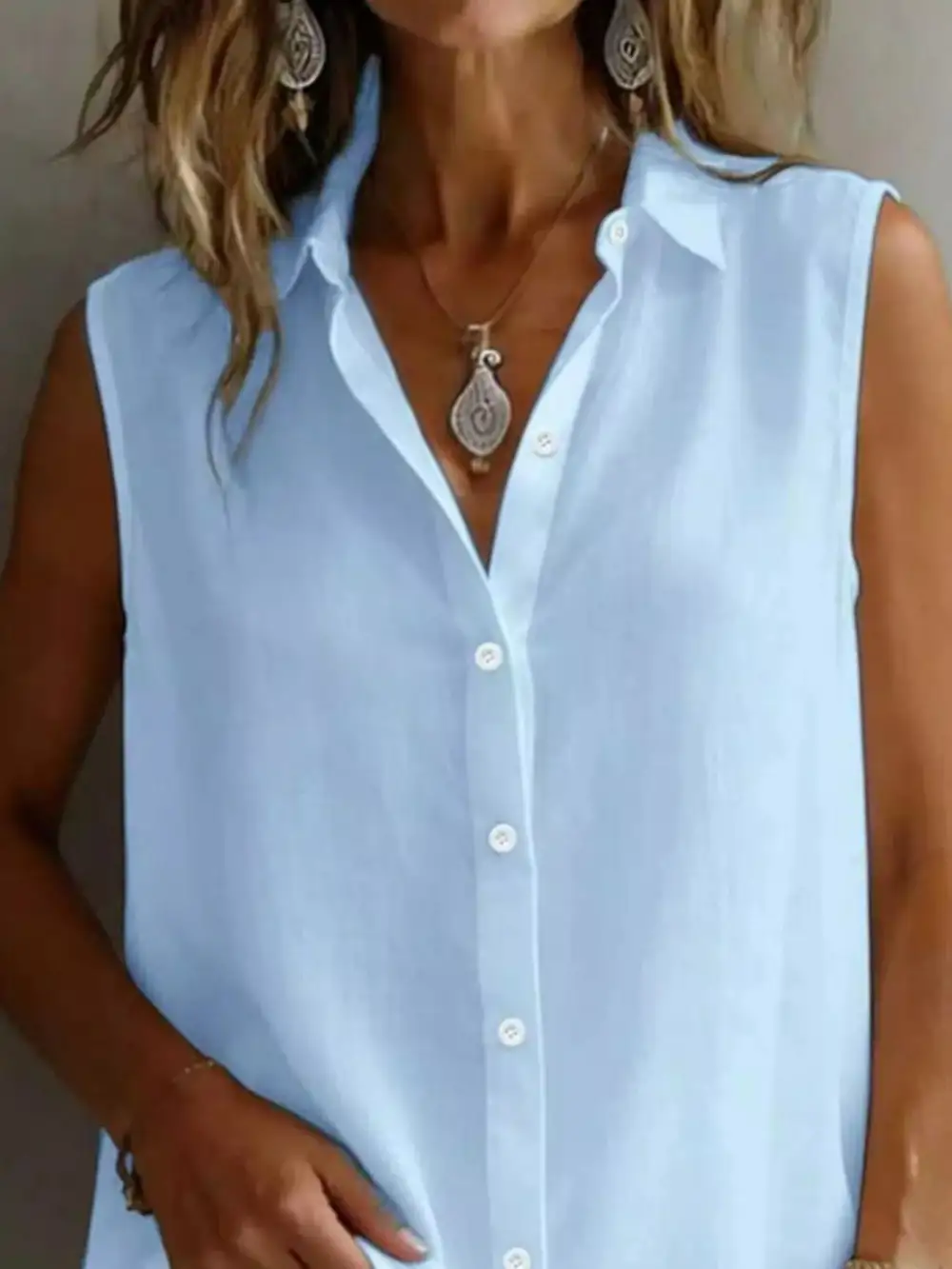 Sleeveless Button Down Shirt