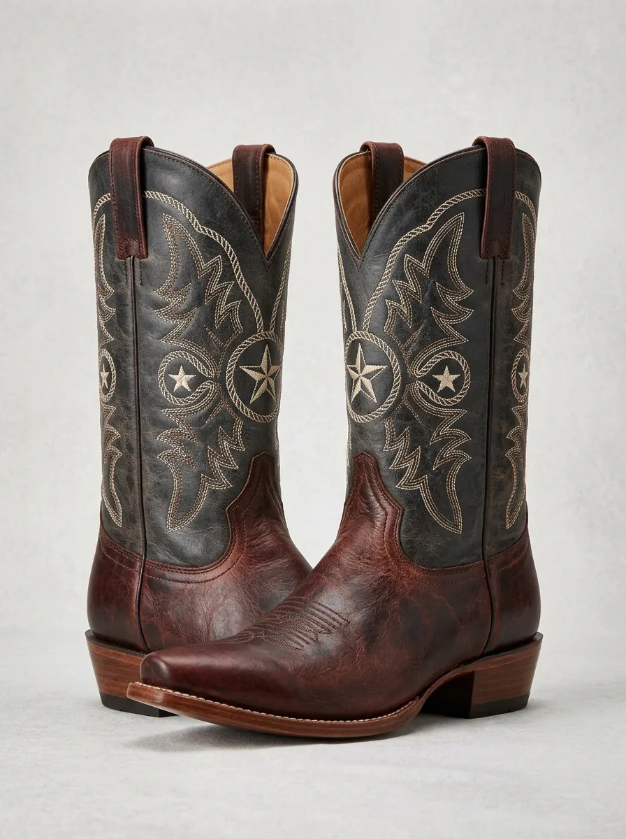 Country Embroidered Star Heritage-Look Western Boots