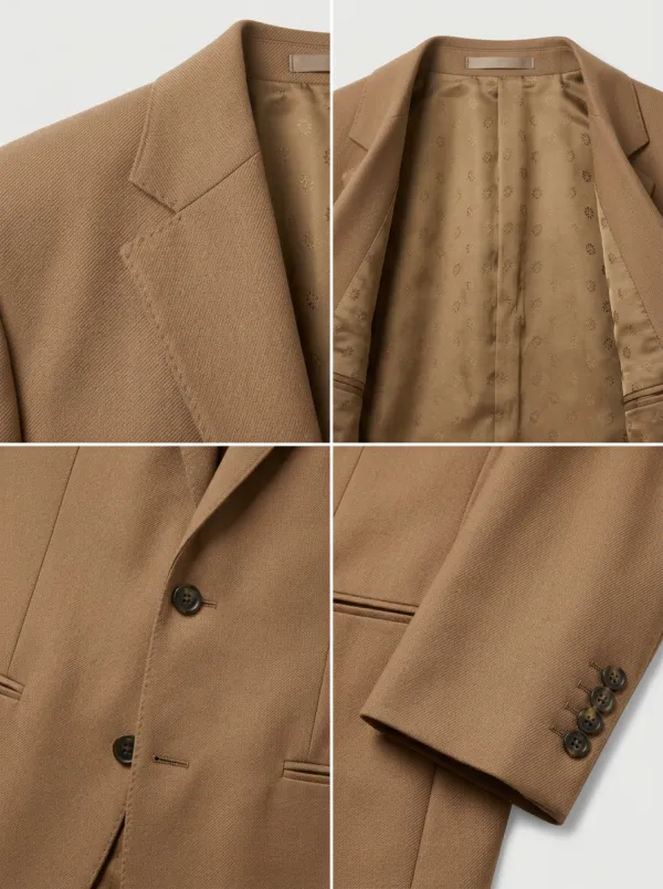Men's Camel Two-Button Tailored Blazer
