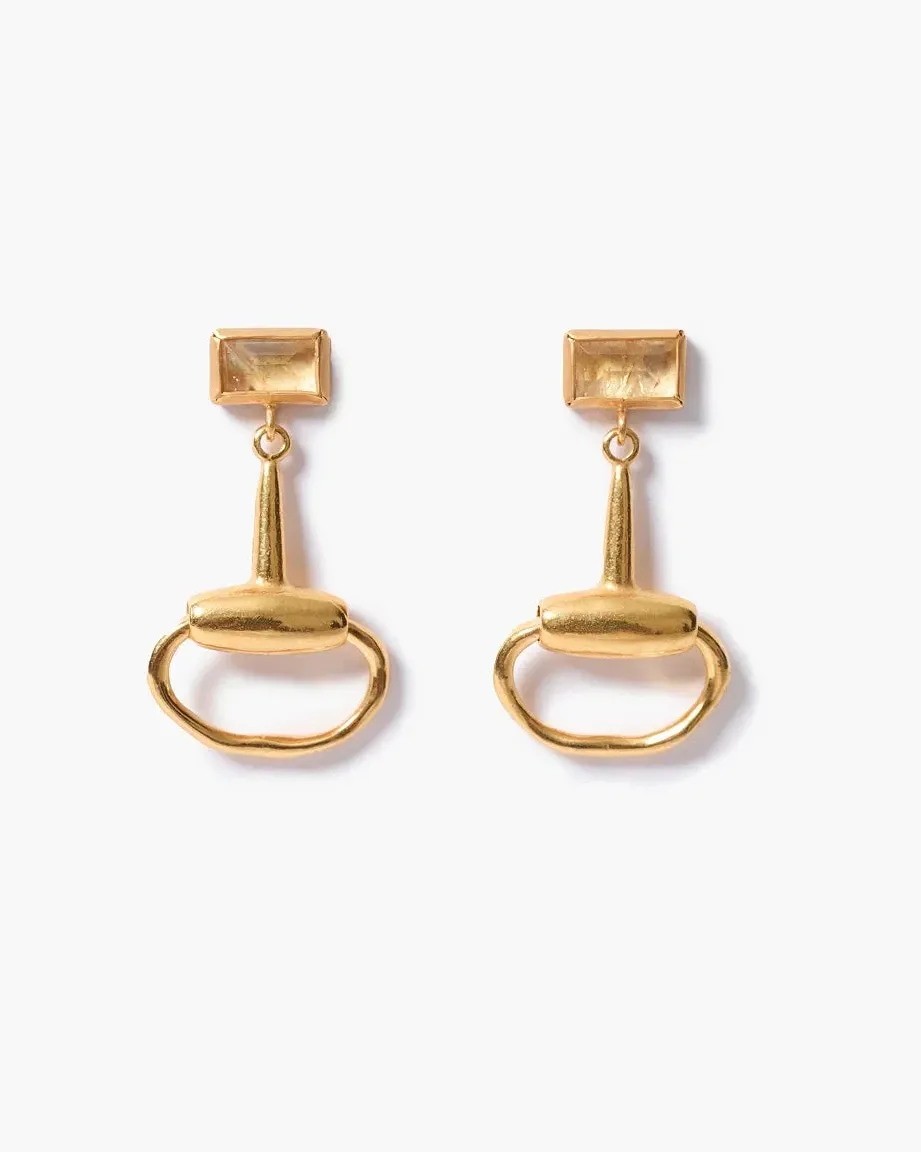 Horsebit Gemstone Drop Earrings