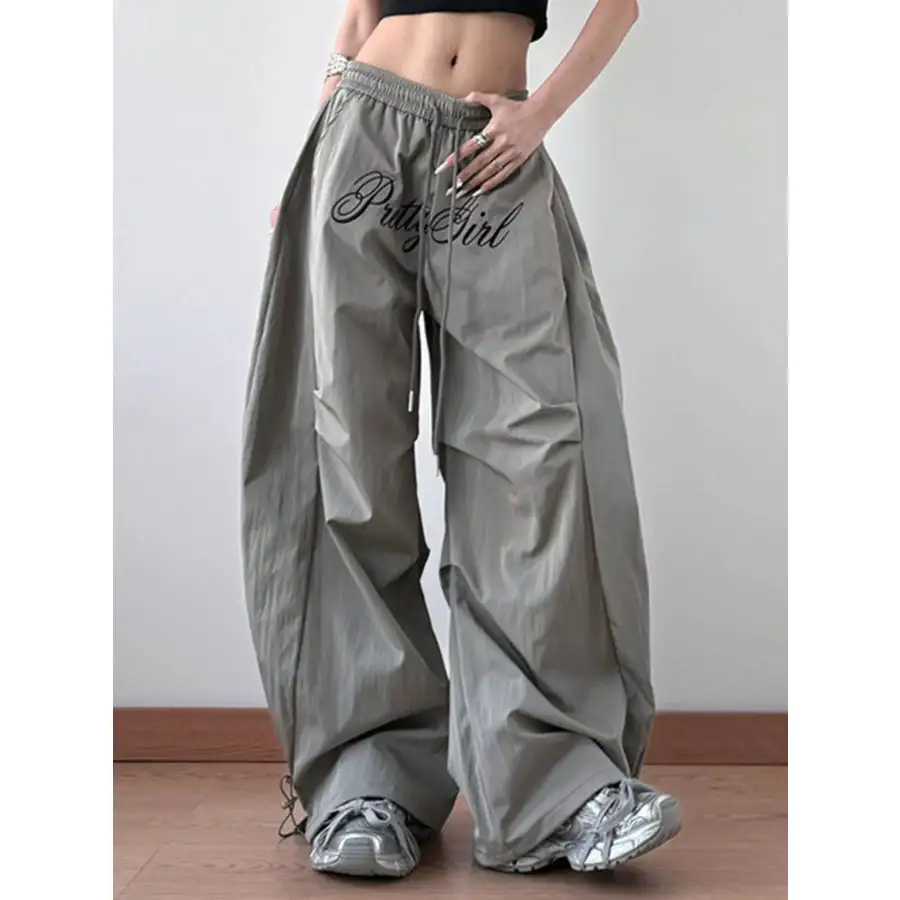 Drawstring Oversized Wide Leg Casual Pants