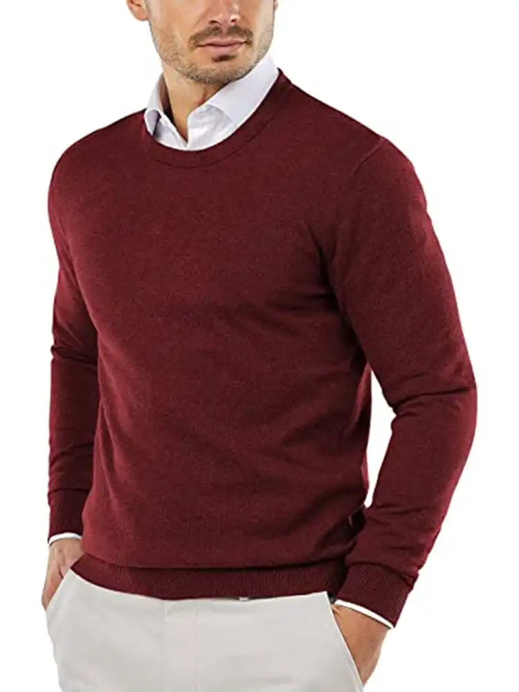 Trendy Crew Neck Pullover Knitted Sweater Jeans
