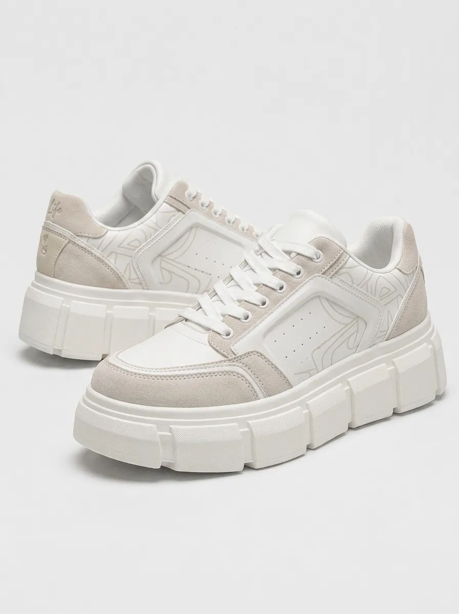 Men's Minimalist Geometric Pattern Printed Platform Sneakers