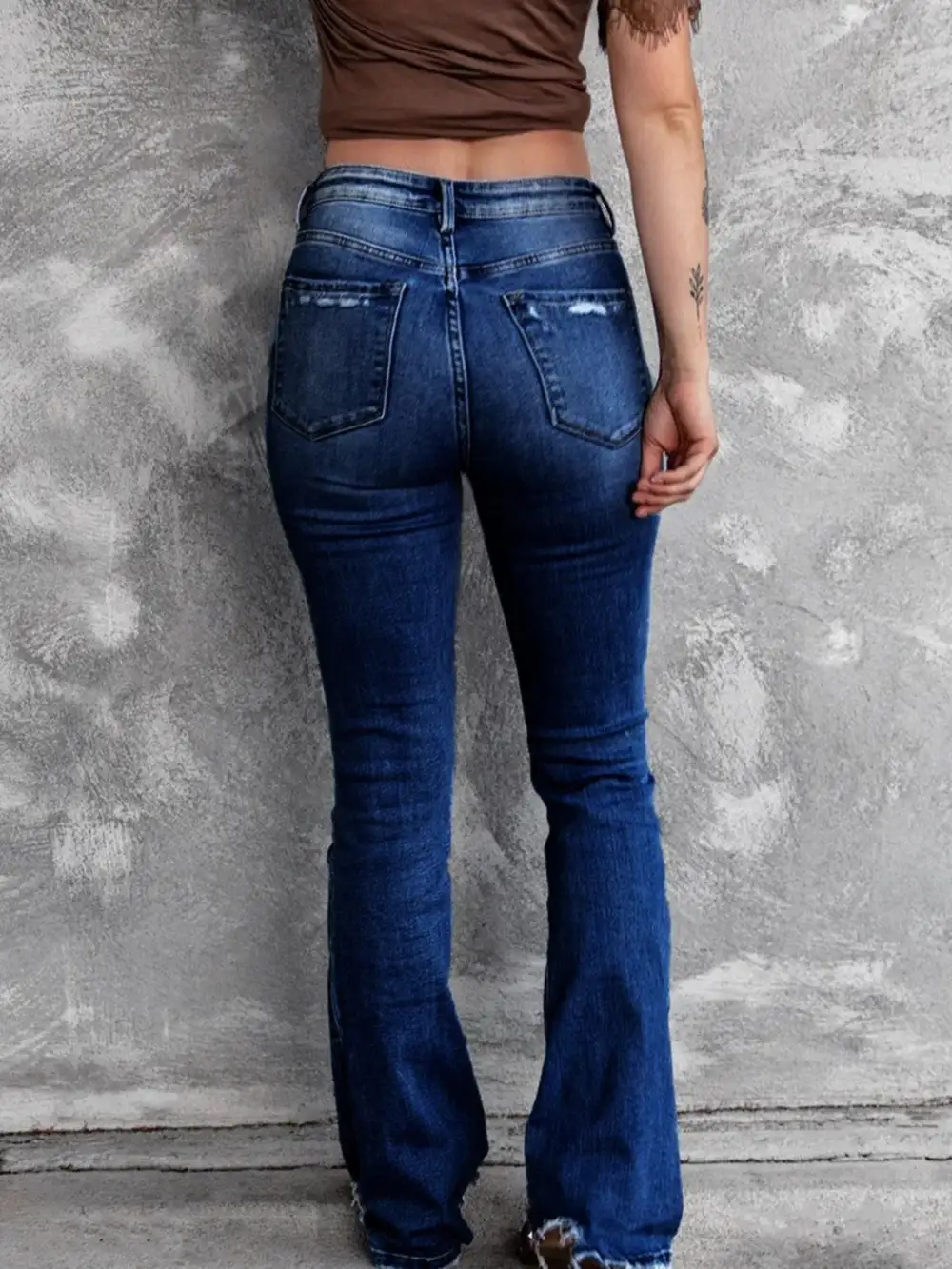 Everyday Distressed Flared Denim Jeans