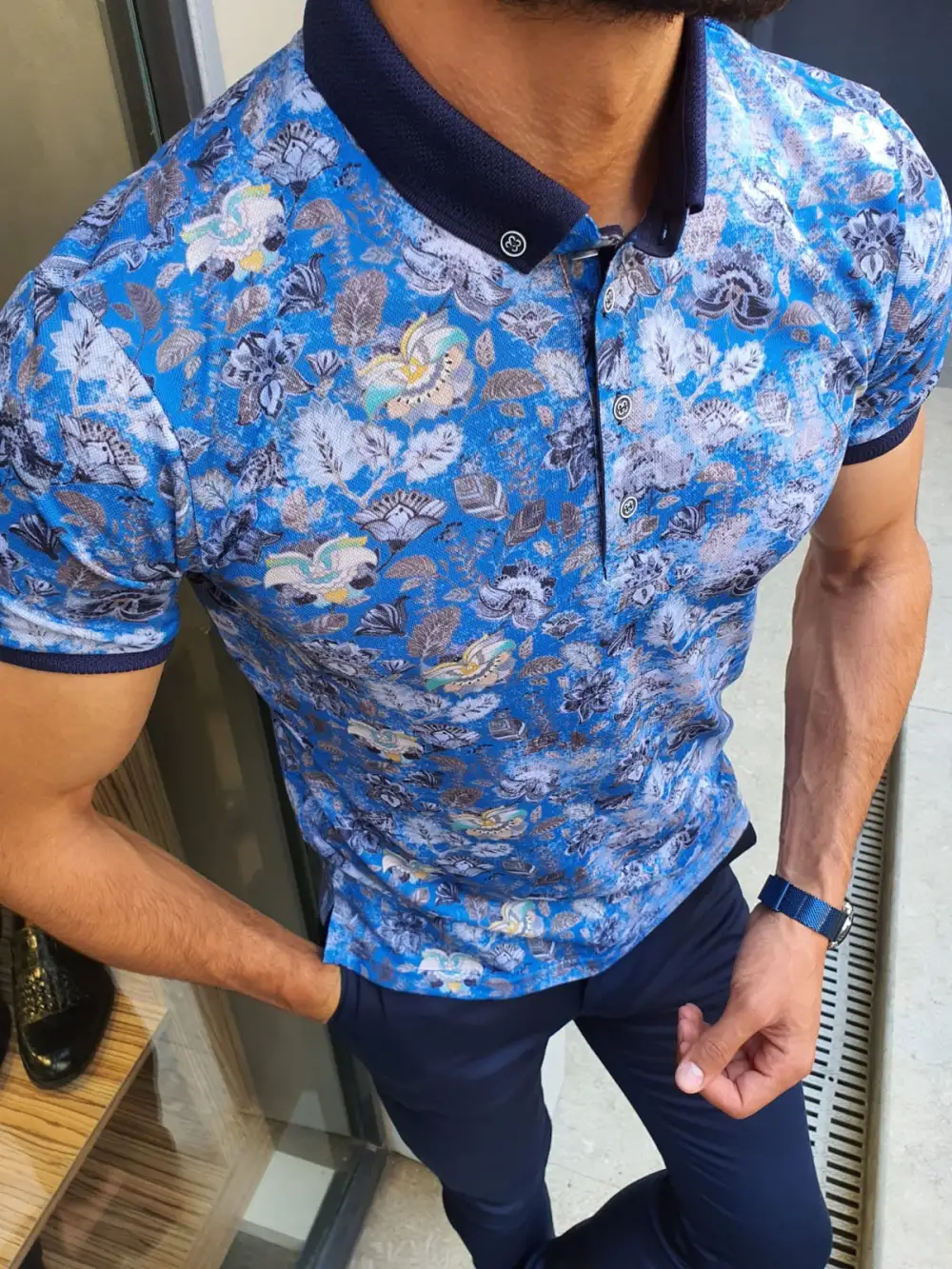 Classic Button Collar Slim Fit Cotton Polo Shirt