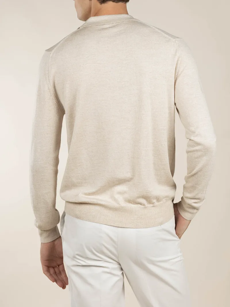 Cashmere Merino Blend Detail Polo Shirt With Slim Fit Knit Construction